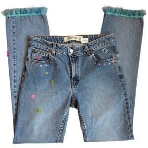 Gap, Light Blue, Patchwork, Fringed Hem, Boot Cut Jeans- 6Long